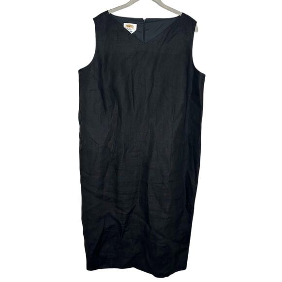 Talbots Women's Black Sleeveless Irish Linen Minimalist Midi Dress Sz 18 - Picture 1 of 6